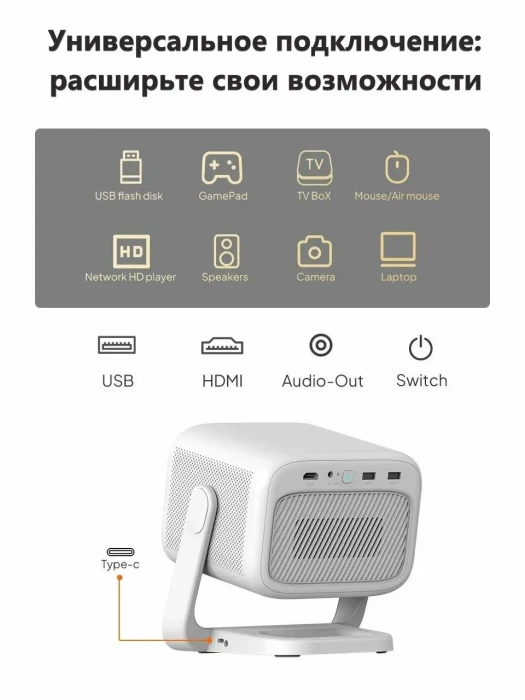 BYINTEK U90 DLP проектор с акб 20800 мАч