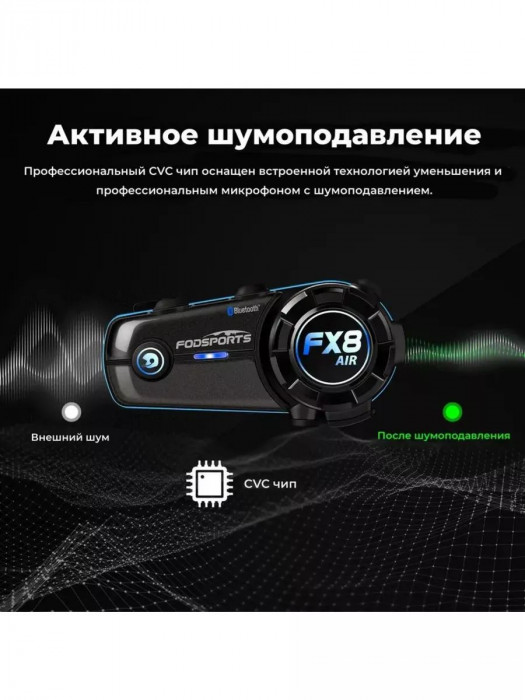 Мотогарнитура Fodsports M1-S Air 2 шт интерком для шлема шумоподавление, 2 райдера, до 1000м